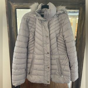 Gray Kenneth Cole Hooded Puffer Jacket